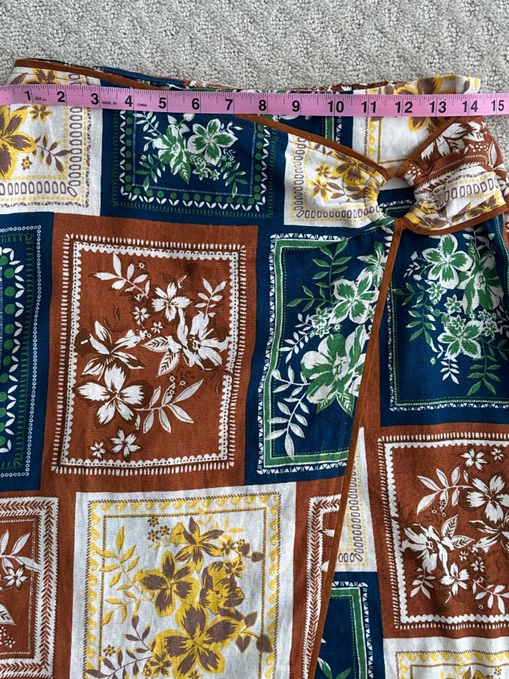 House of Harlow 1960 Linen Floral Patchwork Faux Wrap Midi Skirt Small Boho - Picture 12 of 13